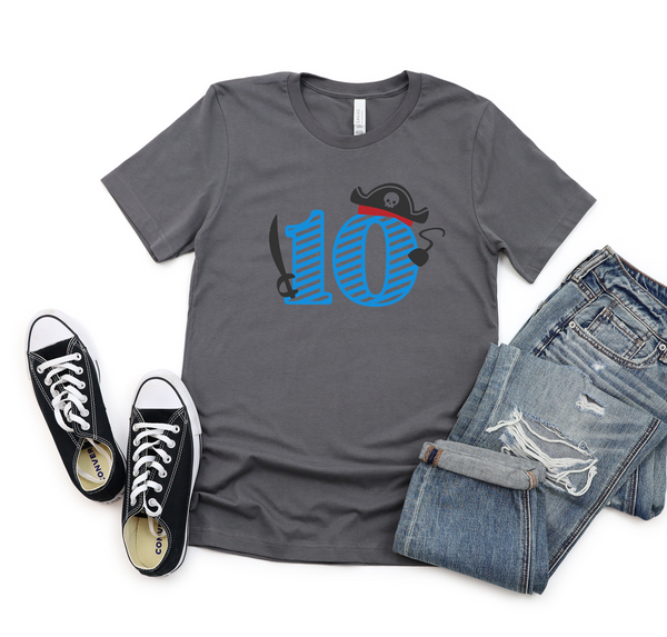 10th Birthday Ten Year Old - Pirate Kids DTF Transfer - Gift Do it Yourself Iron On Heat Press Shirt Any Material Long Lasting Full Colour
