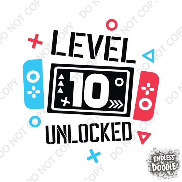 10th Birthday Boy Ten Year Old - Gaming Kids DTF Transfer - Gift Do it Yourself Iron On Heat Press Shirt Any Material Long Lasting Full Colour