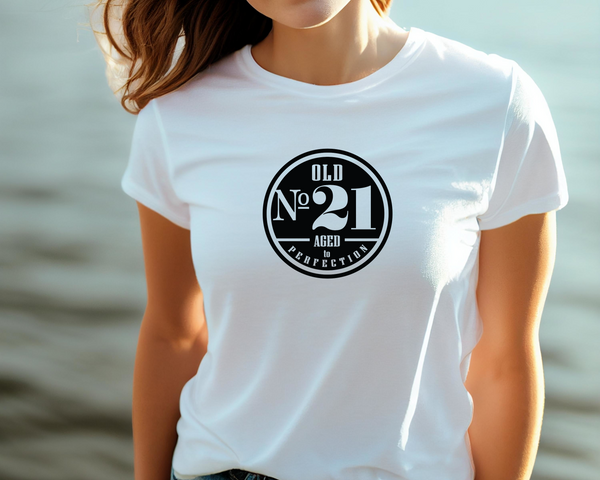 21st Birthday DTF Transfer - Old No. 21 - Do it Yourself Iron On Heat Press 21 Birthday Shirt Any Material Long Lasting Full Colour