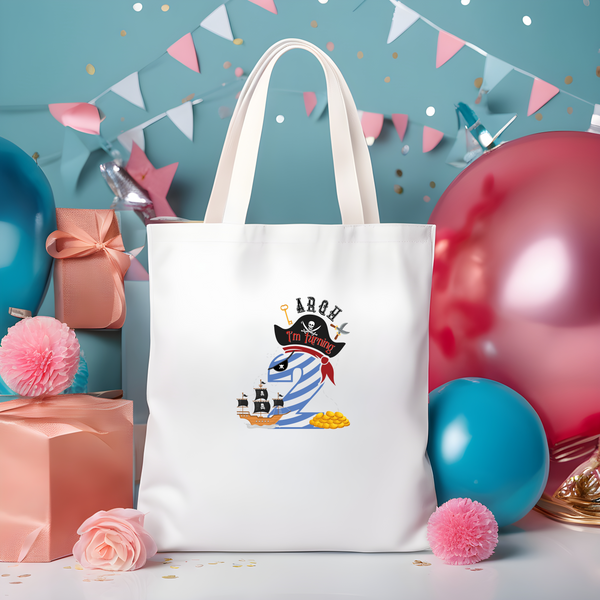 2nd Birthday Two Year Old - Turning 2 Pirate Kids DTF Transfer - Gift Do it Yourself Iron On Heat Press Shirt Any Material Long Lasting Full Colour