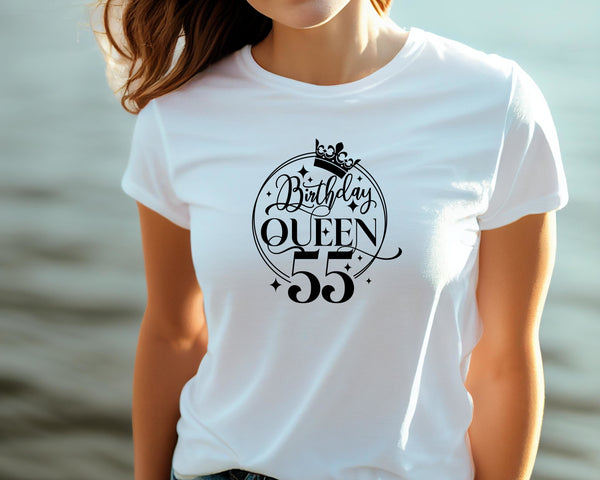 55th Birthday Gift DTF Transfer - Birthday Queen - Do it Yourself Iron On Heat Press Hot or Cold Peel T 55th Birthday Shirt Any Material Long Lasting Full Colour