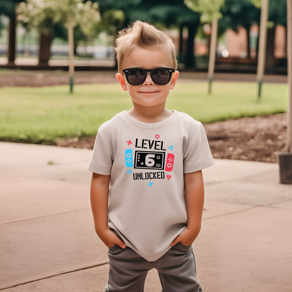 6th Birthday Boy Six Year Old - Gaming Kids DTF Transfer - Gift Do it Yourself Iron On Heat Press Shirt Any Material Long Lasting Full Colour