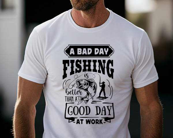 Fishing Fish Angling DTF Transfer - Bad Day - Do it Yourself Iron On Heat Press Hot or Cold Peel Shirt Any Material Long Lasting Full Colour