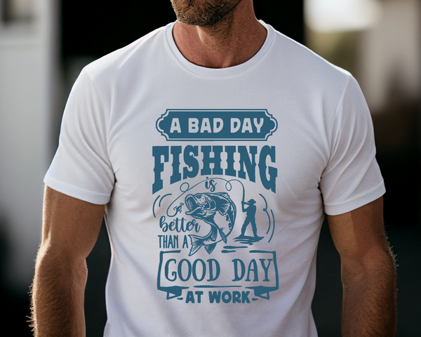Fishing Fish Angling DTF Transfer - Bad Day - Do it Yourself Iron On Heat Press Hot or Cold Peel Shirt Any Material Long Lasting Full Colour