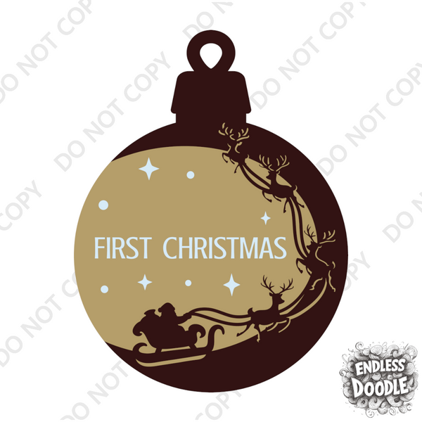 Christmas DTF Transfer - 1st Christmas Bauble - Do it Yourself Iron On or Heat Press Hot Cold Peel T Shirt Any Material Full Colour