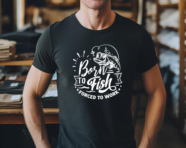 Fishing Fish Angling DTF Transfer - Born To Fish  - Do it Yourself Iron On Heat Press Hot or Cold Peel Shirt Any Material Long Lasting Full Colour