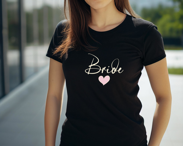 Wedding Hen Do Party DTF Transfer - Bride Pink Heart - Do it Yourself Iron On Heat Press Hot or Cold Peel Shirt Any Material Long Lasting Full Colour