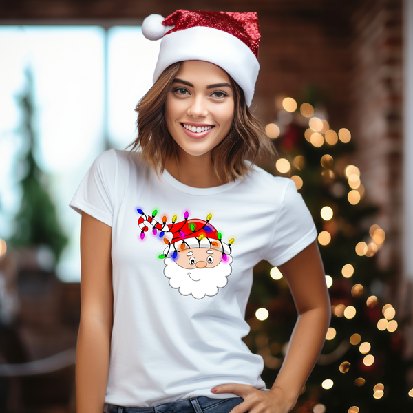 Christmas DTF Transfer - Santa Lights  - Do it Yourself Iron On or Heat Press Hot Cold Peel T Shirt Any Material Full Colour