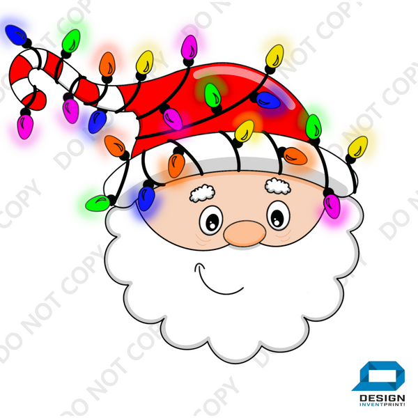 Christmas DTF Transfer - Santa Lights  - Do it Yourself Iron On or Heat Press Hot Cold Peel T Shirt Any Material Full Colour