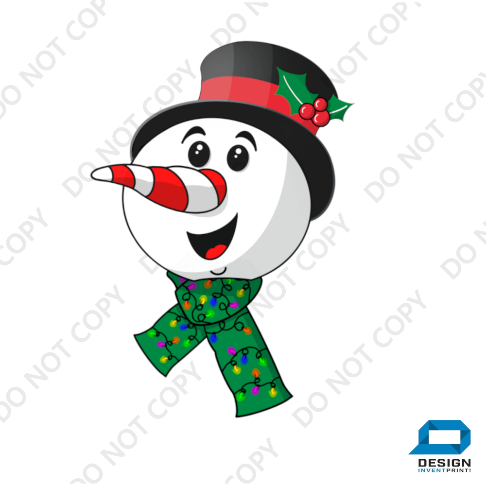Christmas DTF Transfer - Candy Cane Snowman - Do it Yourself Iron On or Heat Press Hot Cold Peel T Shirt Any Material Full Colour