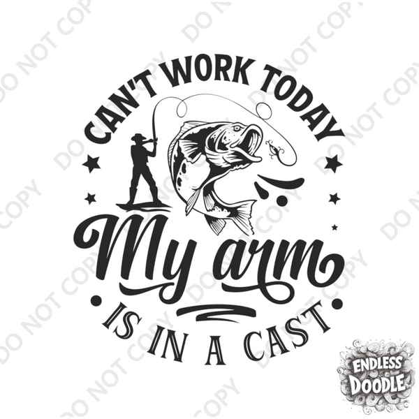 Fishing Fish Angling DTF Transfer - Arm in a Cast  - Do it Yourself Iron On Heat Press Hot or Cold Peel Shirt Any Material Long Lasting Full Colour