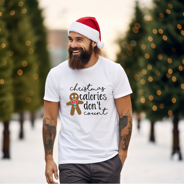Christmas DTF Transfer - Christmas Calories Don't Count  - Do it Yourself Iron On or Heat Press Hot Cold Peel T Shirt Any Material Full Colour