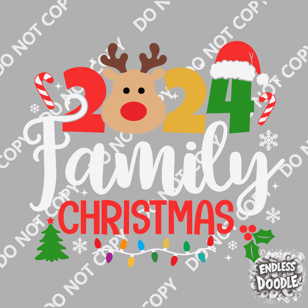 Christmas DTF Transfer - 2024 Family Christmas - Do it Yourself Iron On or Heat Press Hot Cold Peel T Shirt Any Material Full Colour