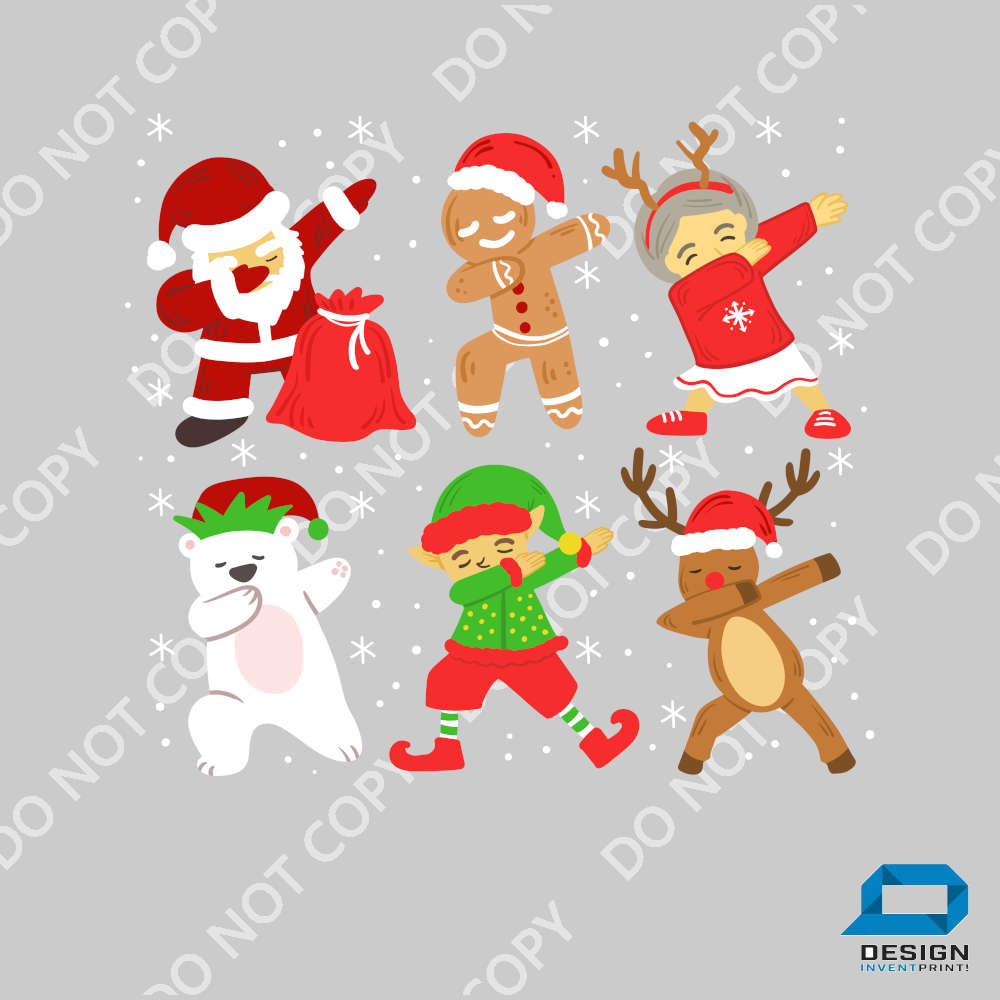 Christmas DTF Transfer - Christmas Dance - Do it Yourself Iron On or Heat Press Hot Cold Peel T Shirt Any Material Full Colour