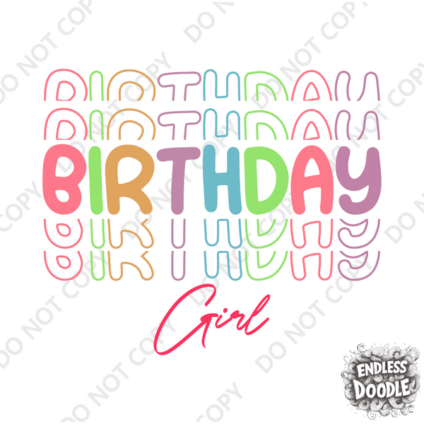 Birthday Girl DTF Transfer - Gift Do it Yourself Iron On Heat Press Shirt Any Material Long Lasting Full Colour
