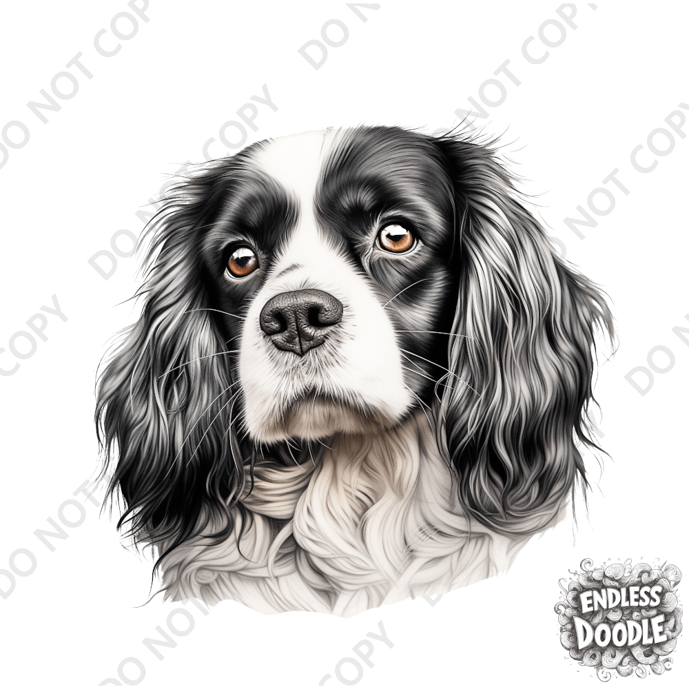 Cavalier King Charles Spaniel Dog DTF Transfer Gift Iron On Transfer Do it Yourself Heat Press for Clothing T Shirt Any Material Long Lasting (KCCS025)