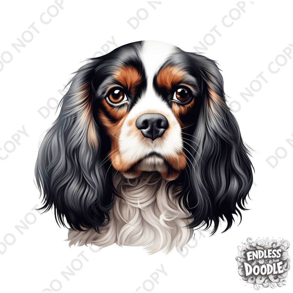 Cavalier King Charles Spaniel Dog DTF Transfer Gift Iron On Transfer Do it Yourself Heat Press for Clothing T Shirt Any Material Long Lasting (KCCS036)