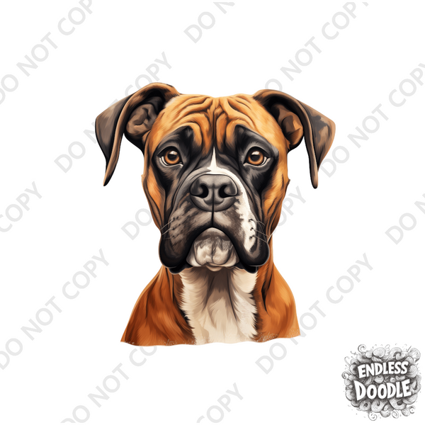 Boxer Dog DTF Transfer Gift Iron On Transfer Do it Yourself Heat Press for Clothing T Shirt Any Material Long Lasting (BOXER018)