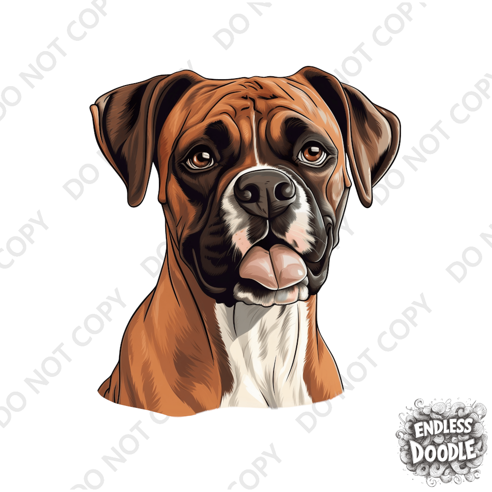 Boxer Dog DTF Transfer Gift Iron On Transfer Do it Yourself Heat Press for Clothing T Shirt Any Material Long Lasting (BOXER023)