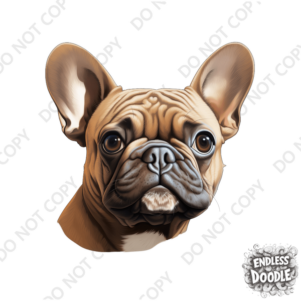 French Bulldog Dog DTF Transfer Gift Iron On Transfer Do it Yourself Heat Press Hot Cold Peel for Clothing T Shirt Any Material Long Lasting (FBD056)