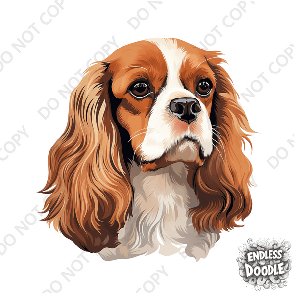 Cavalier King Charles Spaniel Dog DTF Transfer Gift Iron On Transfer Do it Yourself Heat Press for Clothing T Shirt Any Material Long Lasting (KCCS024)