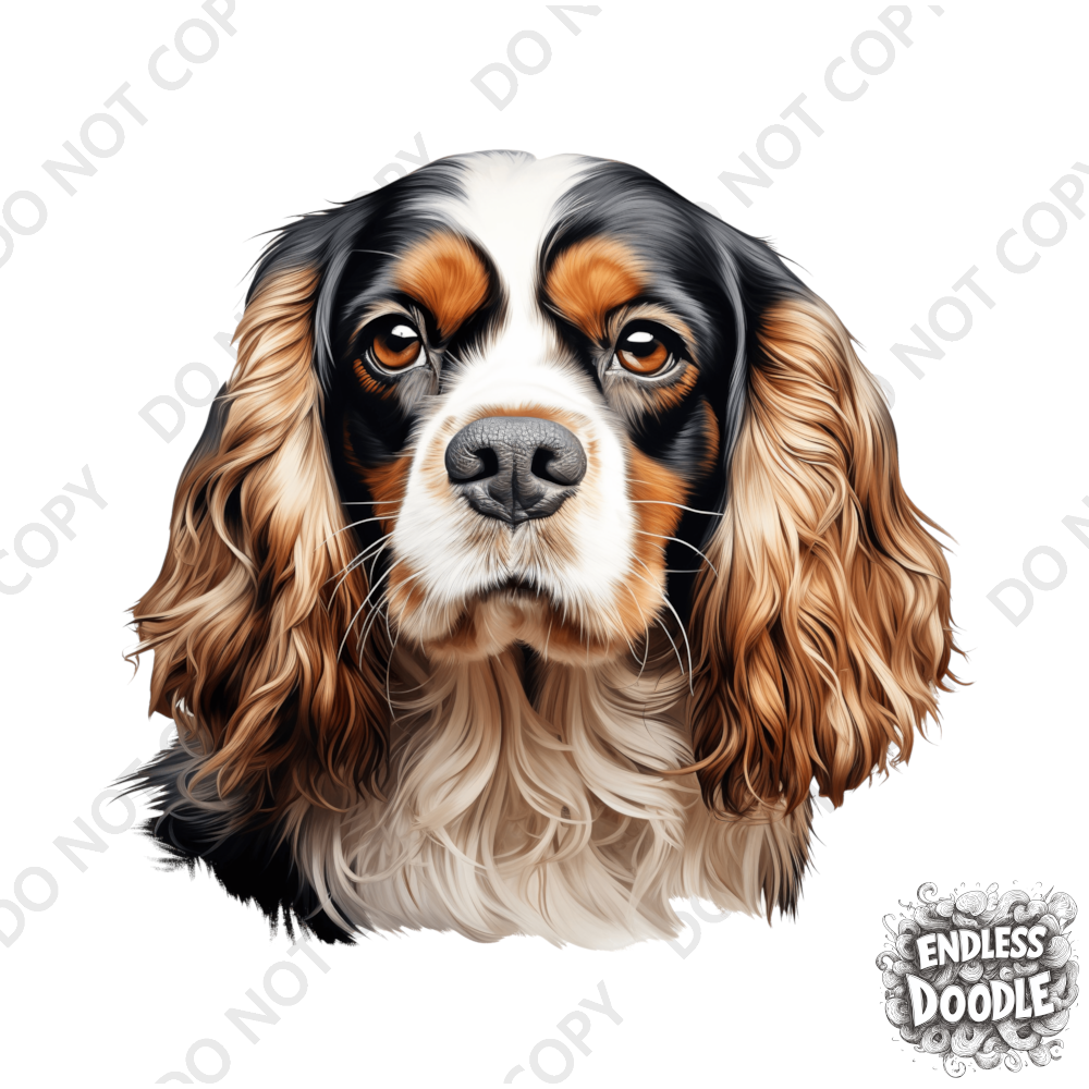 Cavalier King Charles Spaniel Dog DTF Transfer Gift Iron On Transfer Do it Yourself Heat Press for Clothing T Shirt Any Material Long Lasting (KCCS046)