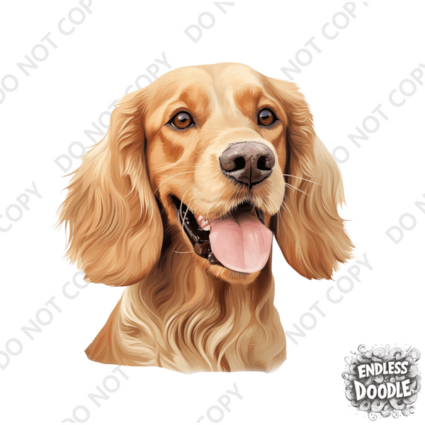 English Cocker Spaniel Dog DTF Transfer Gift Iron On Transfer Do it Yourself Heat Press for Clothing T Shirt Any Material Long Lasting (ECOCKS011)