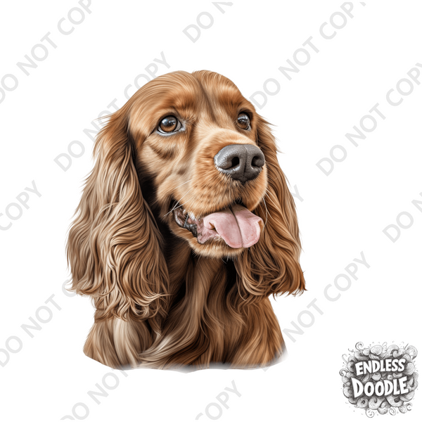 English Cocker Spaniel Dog DTF Transfer Gift Iron On Transfer Do it Yourself Heat Press for Clothing T Shirt Any Material Long Lasting (ECOCKS013)
