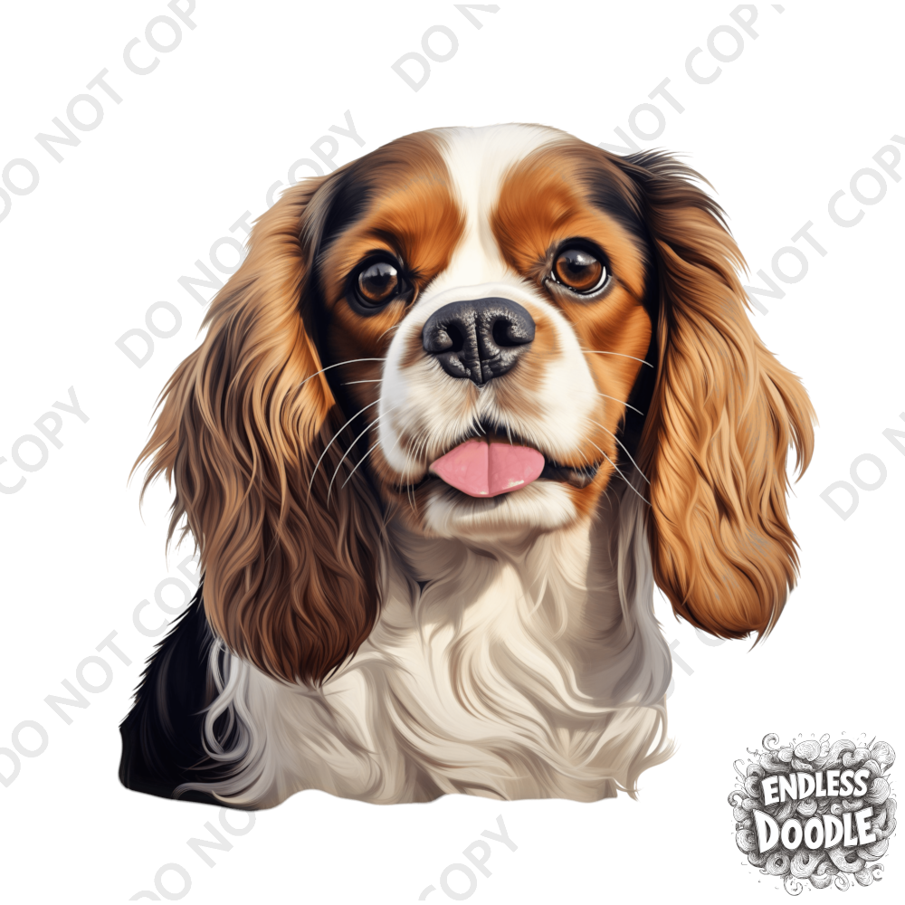 Cavalier King Charles Spaniel Dog DTF Transfer Gift Iron On Transfer Do it Yourself Heat Press for Clothing T Shirt Any Material Long Lasting (KCCS045)