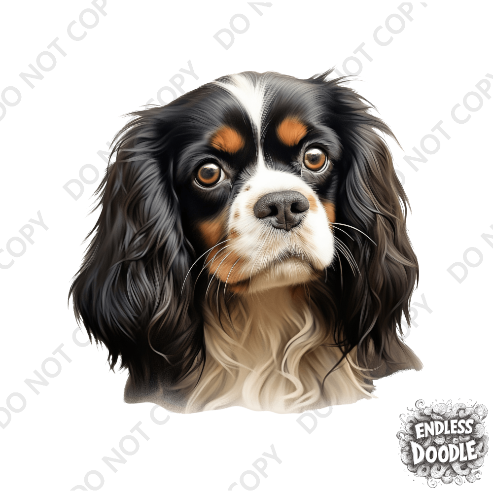 Cavalier King Charles Spaniel Dog DTF Transfer Gift Iron On Transfer Do it Yourself Heat Press for Clothing T Shirt Any Material Long Lasting (KCCS029)