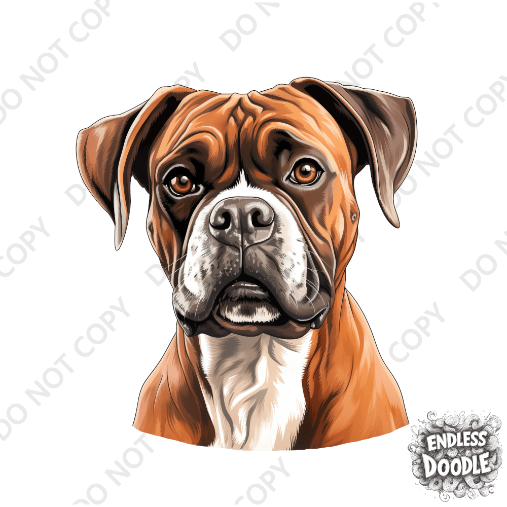 Boxer Dog DTF Transfer Gift Iron On Transfer Do it Yourself Heat Press for Clothing T Shirt Any Material Long Lasting (BOXER020)