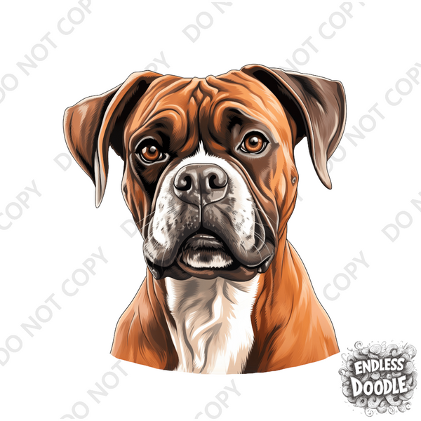Boxer Dog DTF Transfer Gift Iron On Transfer Do it Yourself Heat Press for Clothing T Shirt Any Material Long Lasting (BOXER020)