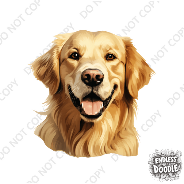 Golden Retriever Dog DTF Transfer Gift Iron On Transfer Do it Yourself Heat Press for Clothing T Shirt Any Material Long Lasting (GOLDRE063)