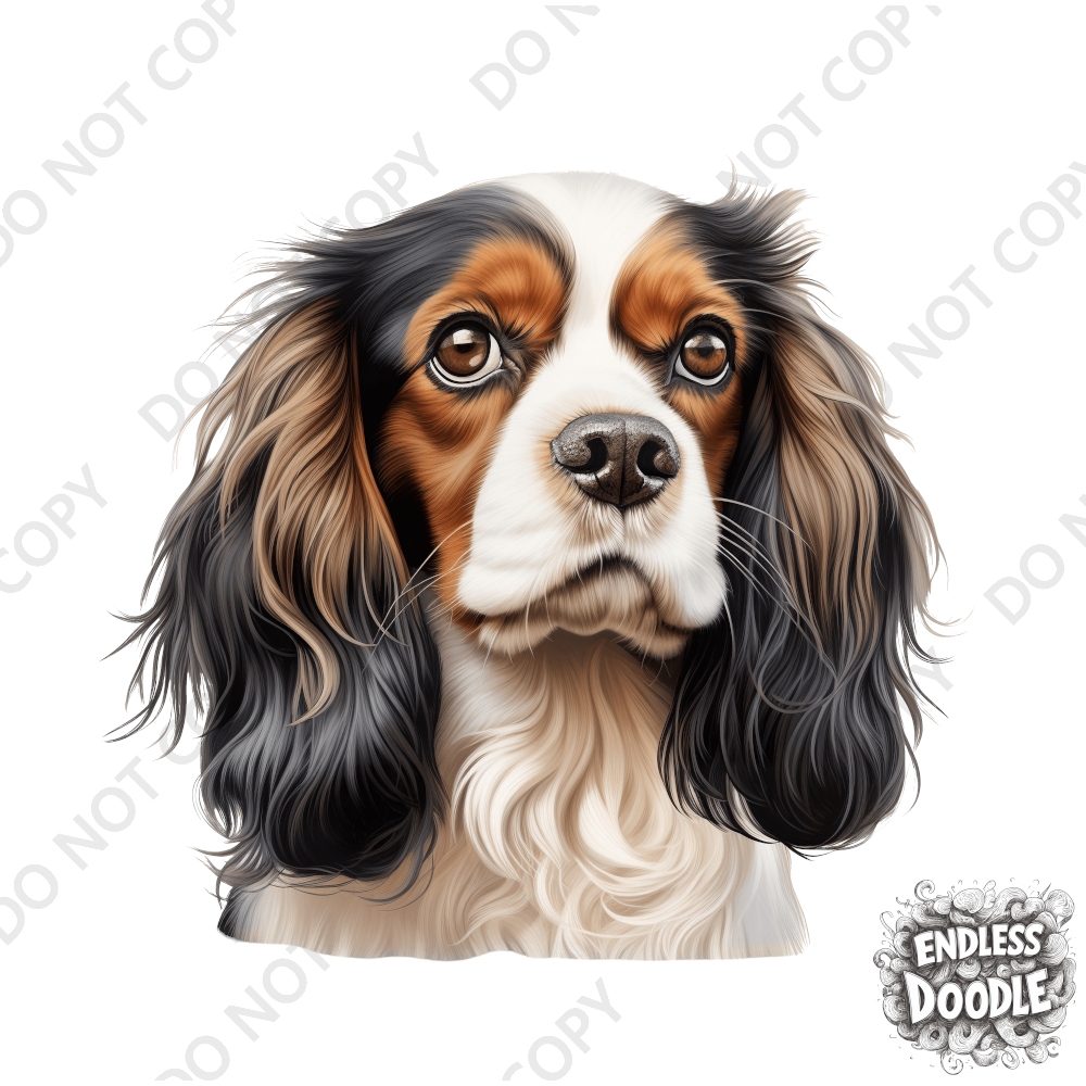 Cavalier King Charles Spaniel Dog DTF Transfer Gift Iron On Transfer Do it Yourself Heat Press for Clothing T Shirt Any Material Long Lasting (KCCS032)