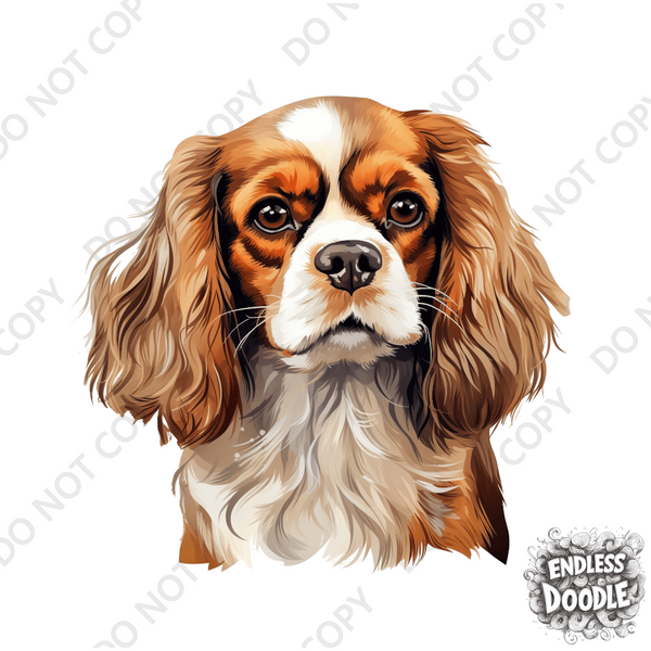 Cavalier King Charles Spaniel Dog DTF Transfer Gift Iron On Transfer Do it Yourself Heat Press for Clothing T Shirt Any Material Long Lasting (KCCS028)