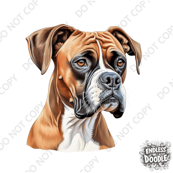 Boxer Dog DTF Transfer Gift Iron On Transfer Do it Yourself Heat Press for Clothing T Shirt Any Material Long Lasting (BOXER017)
