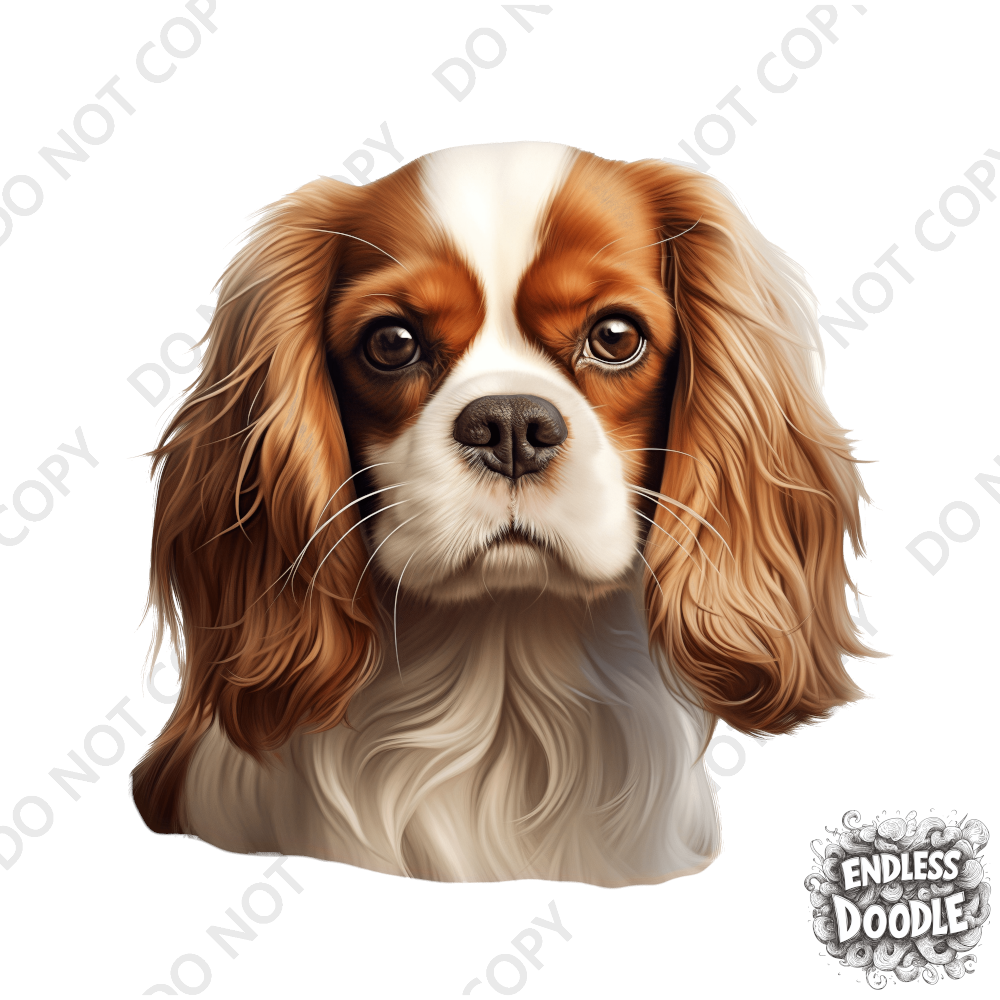 Cavalier King Charles Spaniel Dog DTF Transfer Gift Iron On Transfer Do it Yourself Heat Press for Clothing T Shirt Any Material Long Lasting (KCCS033)