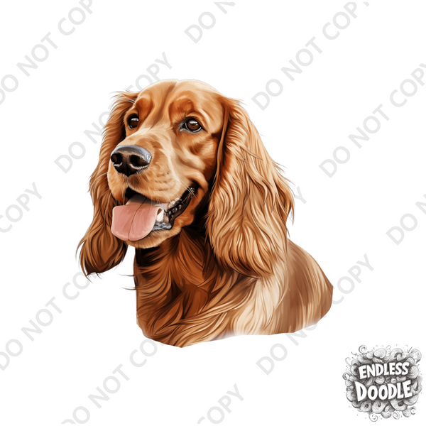 English Cocker Spaniel Dog DTF Transfer Gift Iron On Transfer Do it Yourself Heat Press for Clothing T Shirt Any Material Long Lasting (ECOCKS012)
