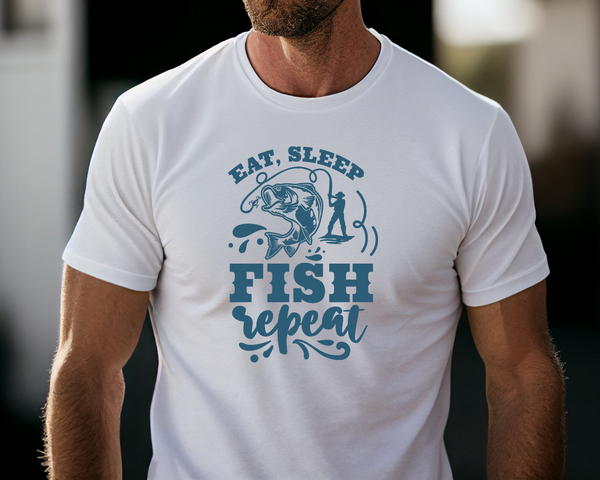 Fishing Fish Angling DTF Transfer -  Eat Sleep Fish Repeat - Do it Yourself Iron On Heat Press Hot or Cold Peel Shirt Any Material Long Lasting Full Colour