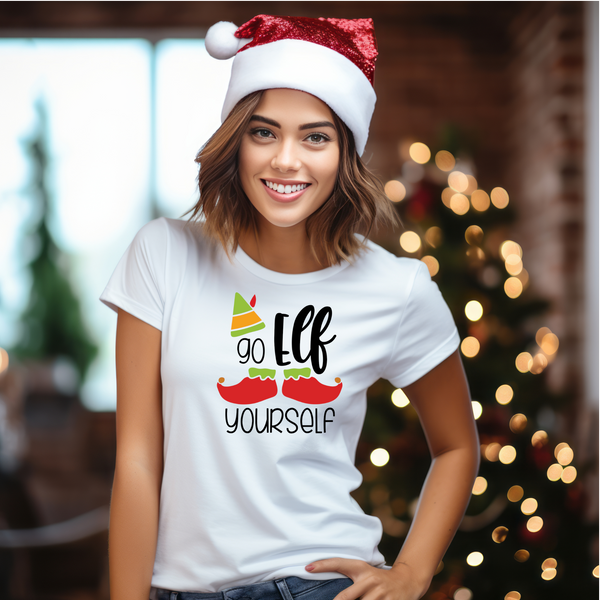 Christmas DTF Transfer - Go Elf Yourself  - Do it Yourself Iron On or Heat Press Hot Cold Peel T Shirt Any Material Full Colour