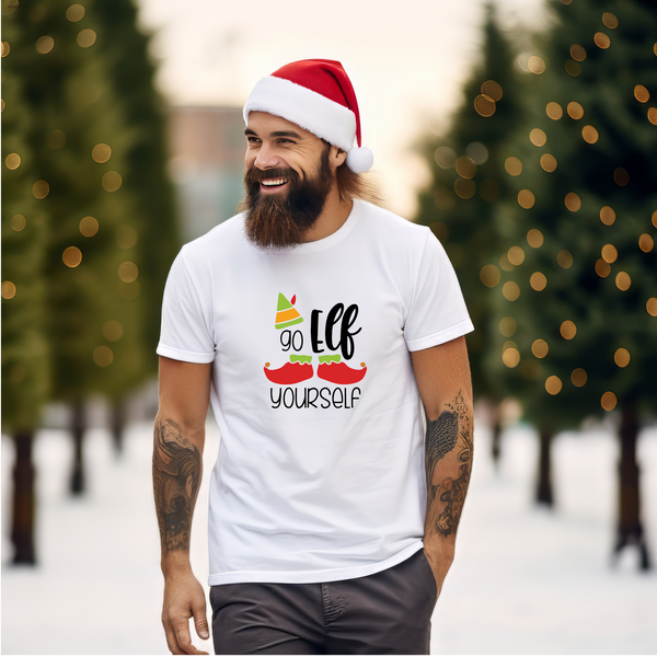 Christmas DTF Transfer - Go Elf Yourself  - Do it Yourself Iron On or Heat Press Hot Cold Peel T Shirt Any Material Full Colour