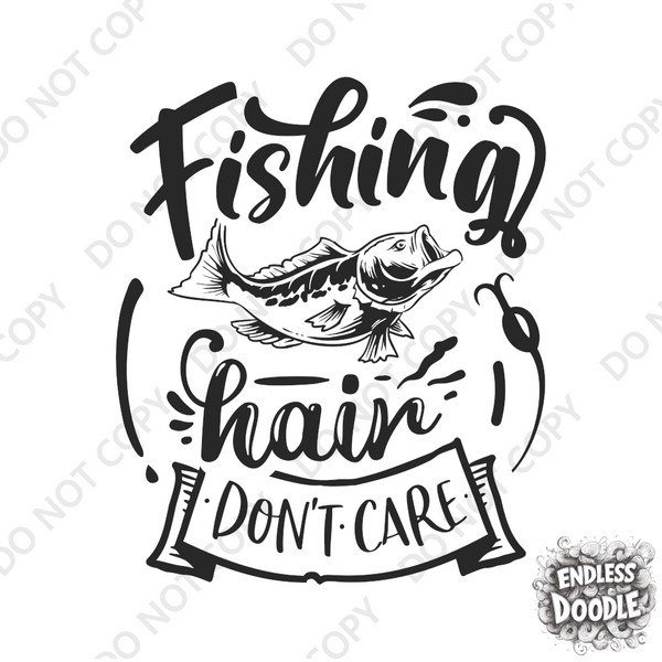 Fishing Fish Angling DTF Transfer -  Fishing Hair - Do it Yourself Iron On Heat Press Hot or Cold Peel Shirt Any Material Long Lasting Full Colour