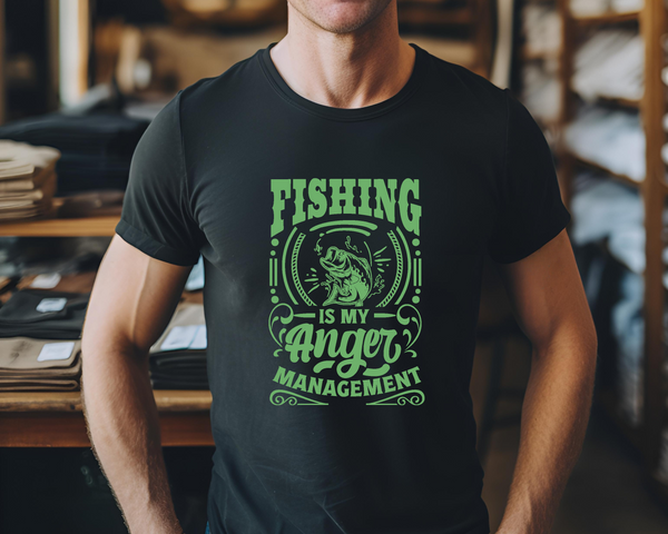 Fishing Fish Angling DTF Transfer - Fishing Anger Management - Do it Yourself Iron On Heat Press Hot or Cold Peel Shirt Any Material Long Lasting Full Colour