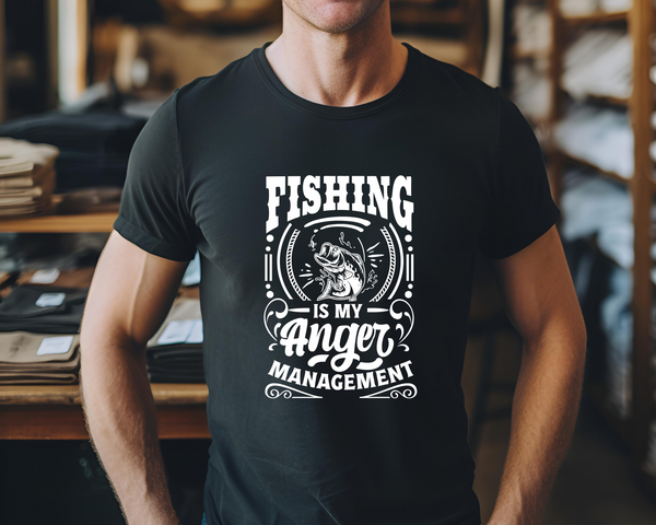 Fishing Fish Angling DTF Transfer - Fishing Anger Management - Do it Yourself Iron On Heat Press Hot or Cold Peel Shirt Any Material Long Lasting Full Colour