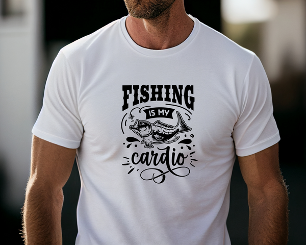 Fishing Fish Angling DTF Transfer - Fishing Is My Cardio - Do it Yourself Iron On Heat Press Hot or Cold Peel Shirt Any Material Long Lasting Full Colour