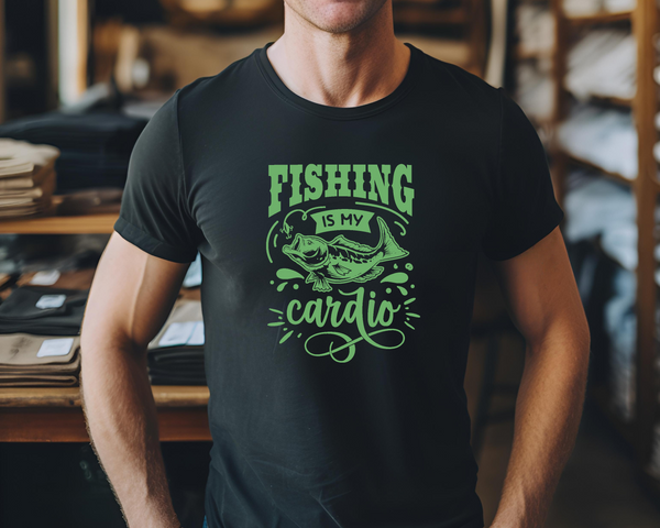 Fishing Fish Angling DTF Transfer - Fishing Is My Cardio - Do it Yourself Iron On Heat Press Hot or Cold Peel Shirt Any Material Long Lasting Full Colour