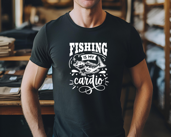 Fishing Fish Angling DTF Transfer - Fishing Is My Cardio - Do it Yourself Iron On Heat Press Hot or Cold Peel Shirt Any Material Long Lasting Full Colour