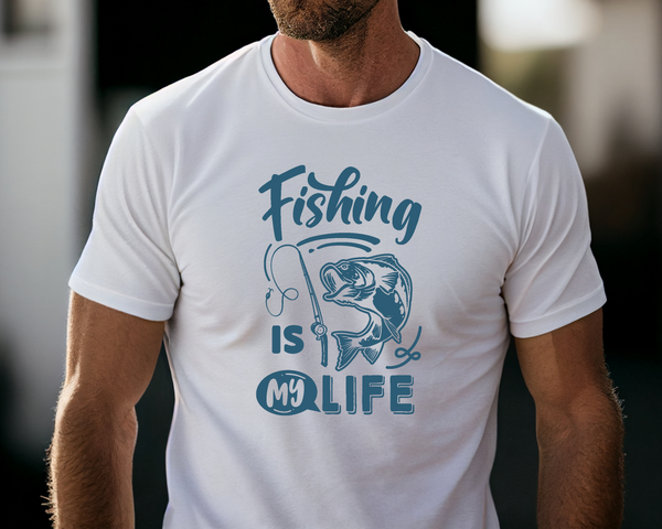 Fishing Fish Angling DTF Transfer - Fishing Is My Life - Do it Yourself Iron On Heat Press Hot or Cold Peel Shirt Any Material Long Lasting Full Colour