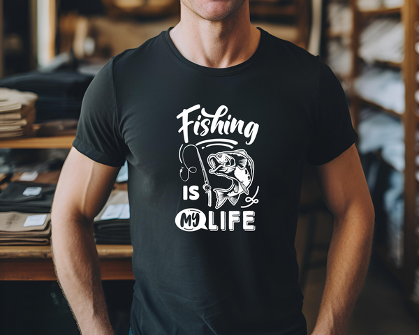 Fishing Fish Angling DTF Transfer - Fishing Is My Life - Do it Yourself Iron On Heat Press Hot or Cold Peel Shirt Any Material Long Lasting Full Colour