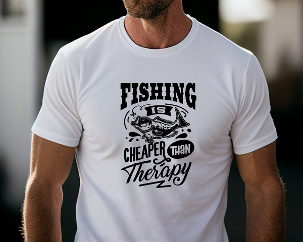 Fishing Fish Angling DTF Transfer - Fishing is My Therapy - Do it Yourself Iron On Heat Press Hot or Cold Peel Shirt Any Material Long Lasting Full Colour